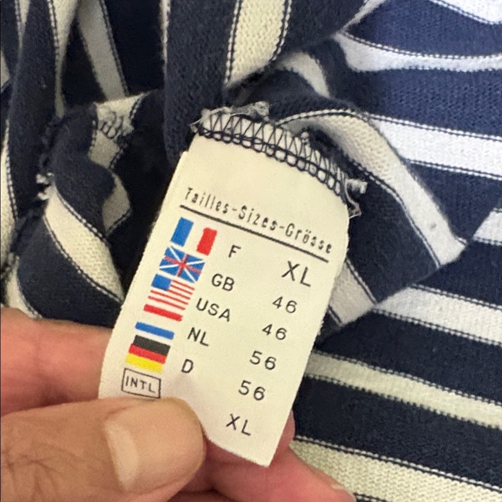Saint James Navy and White Striped Long Sleeve Tee - Picture 4 of 10